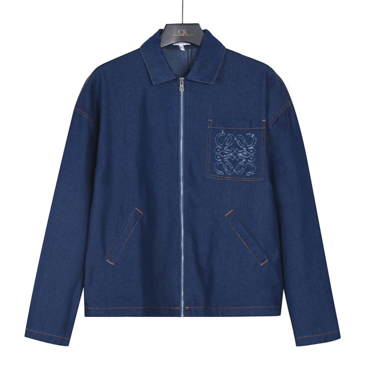 Anagram-Appliqué Chambray Blue