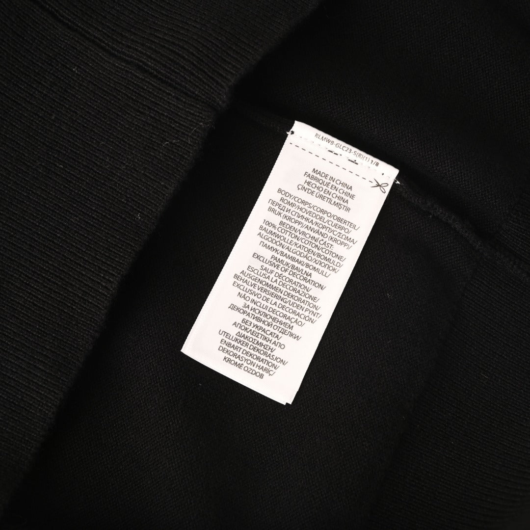 Washable Wool Polo-Collar Sweater Black
