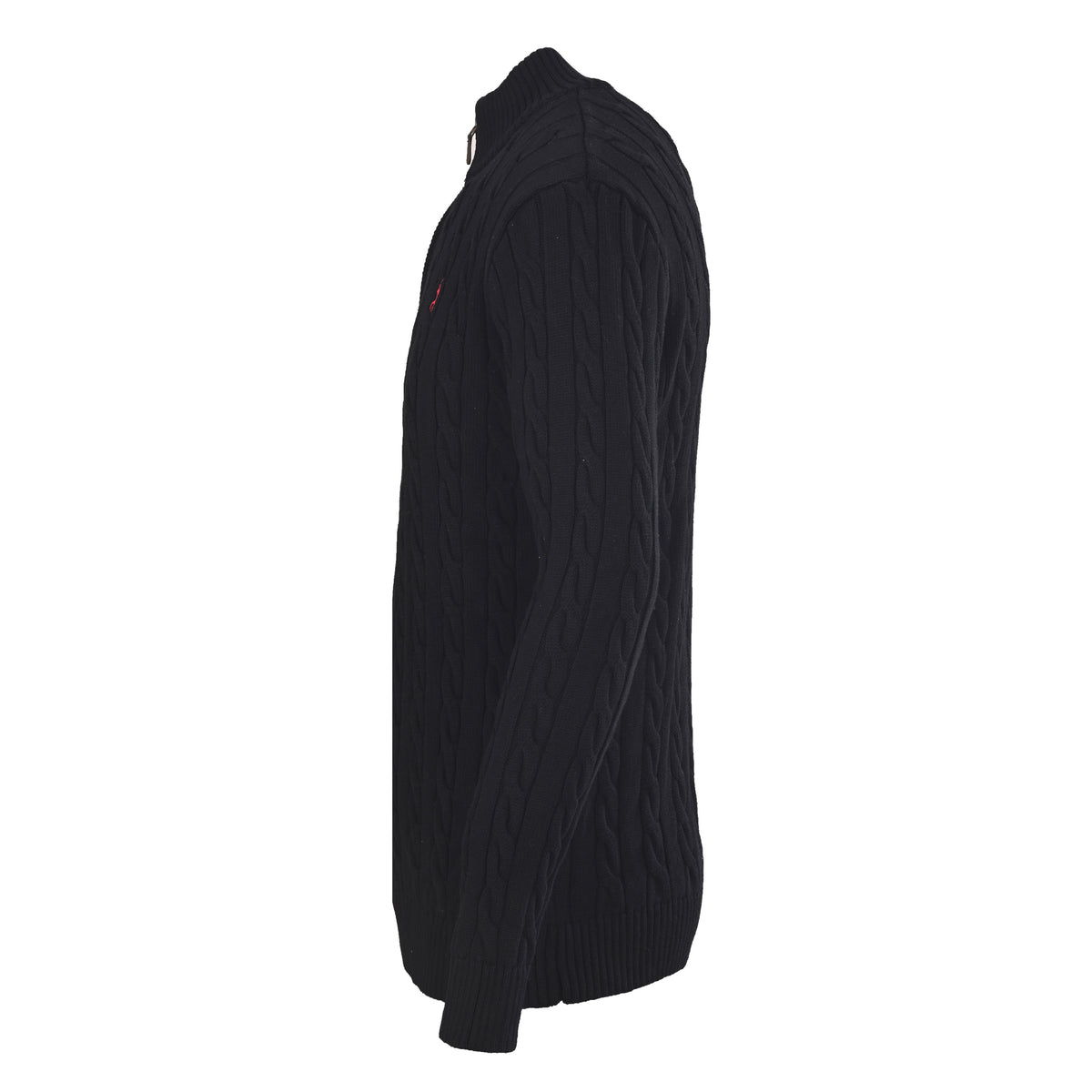 Cable-Knit Cotton Quarter-Zip Sweater Black
