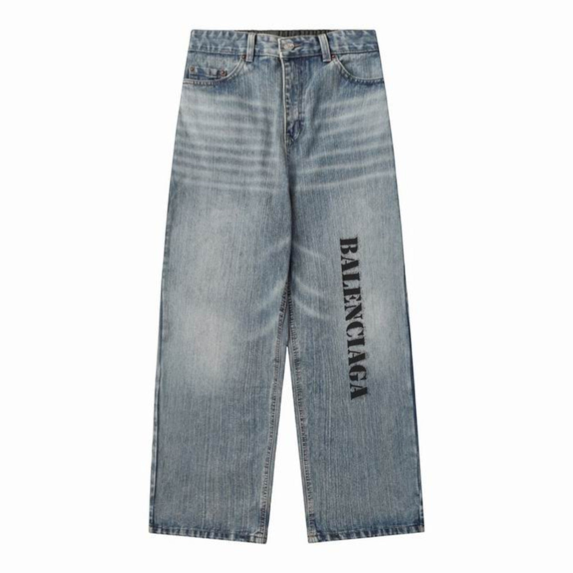 Embroidered Logo Baggy Jeans Light Blue