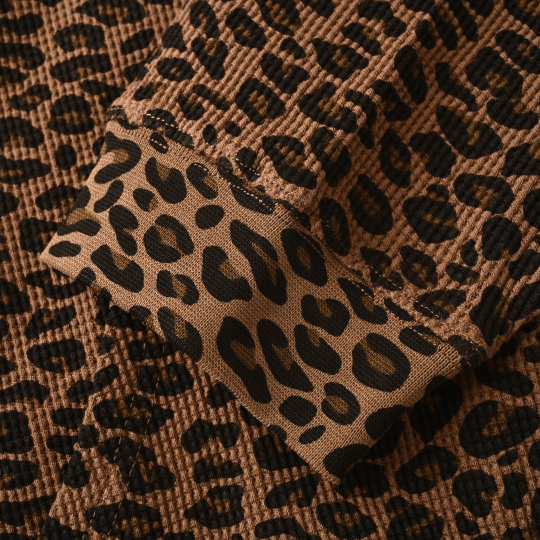 Hooded Zip Up Thermal Leopard