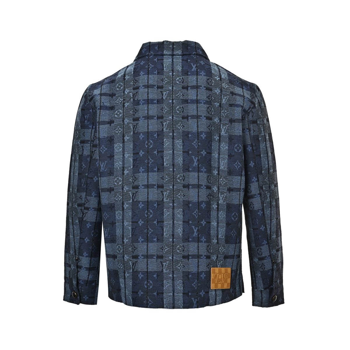 Monogram Tartan Denim Overshirt Indigo