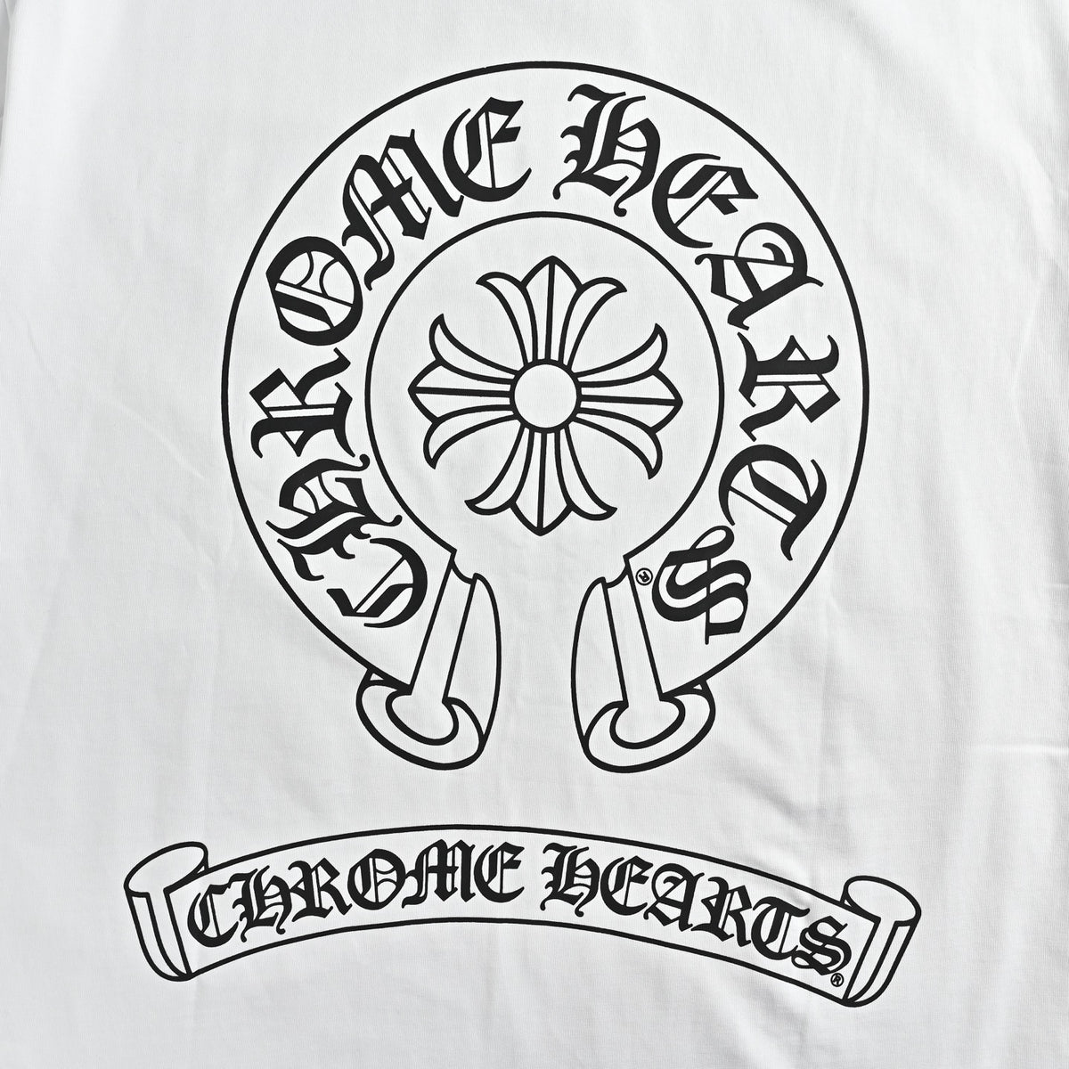 Horseshoe Scroll Logo Long Sleeve T-Shirt White