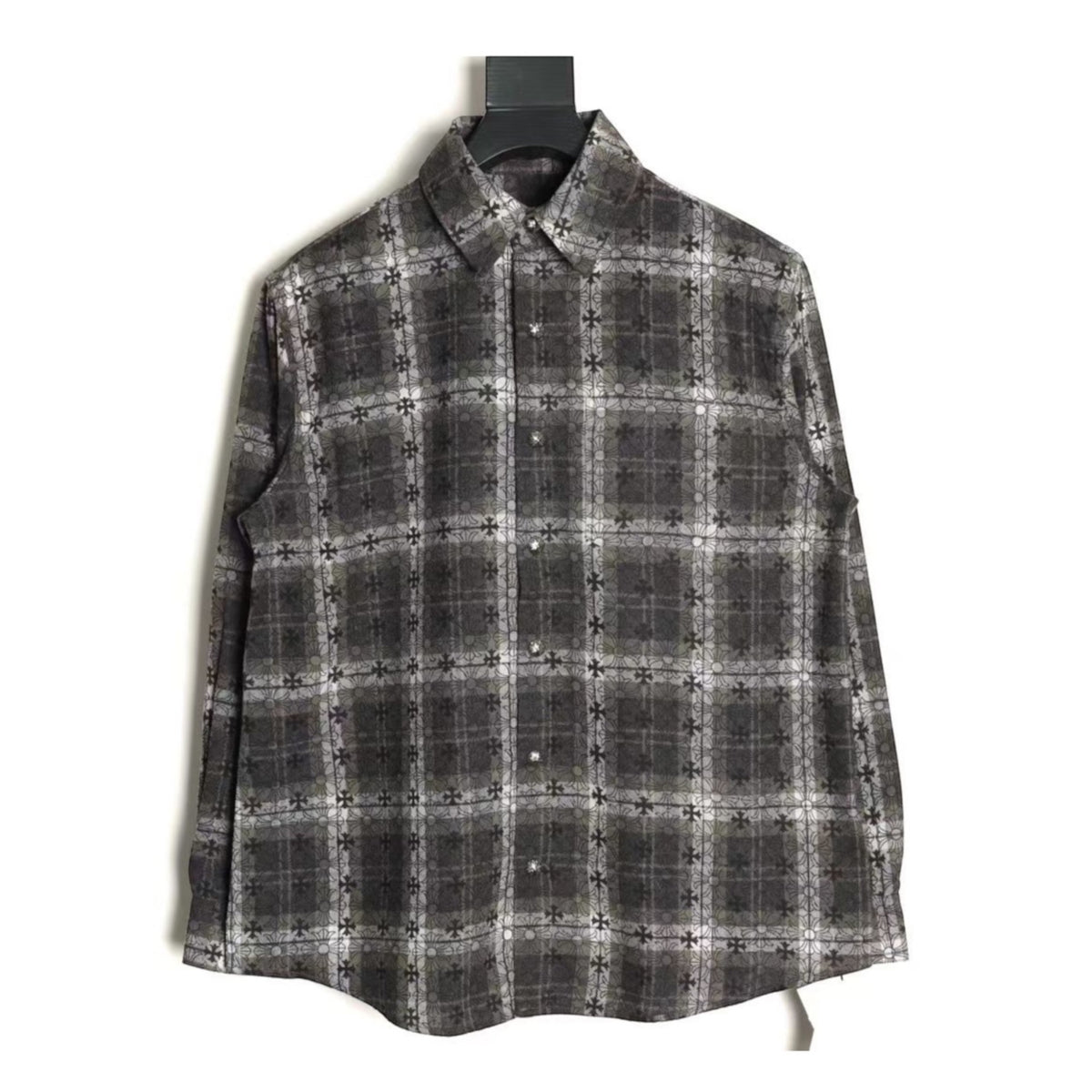 Loose Ends Monogram Cross Jacquard Flannel Shirt Black & Grey