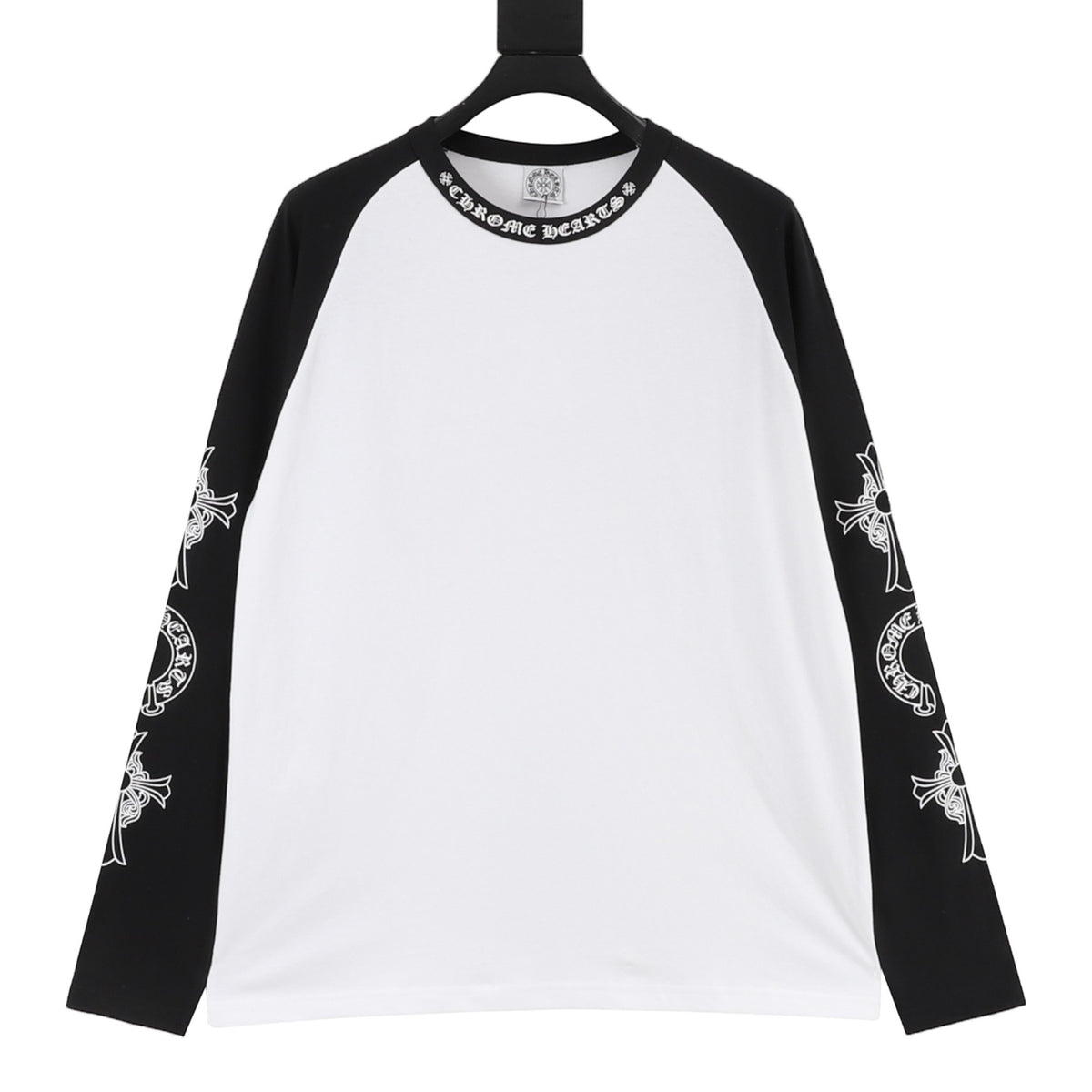 Horseshoe Raglan Long Sleeve T-Shirt White & Black
