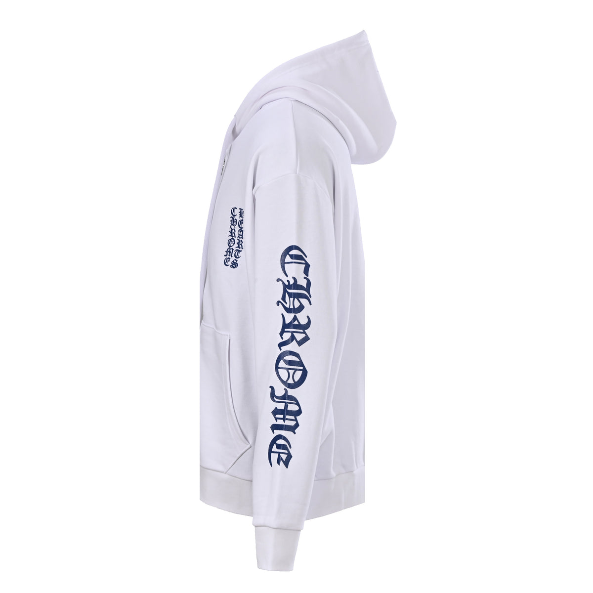 Vertical Logo Zip-Up Hoodie White & Blue