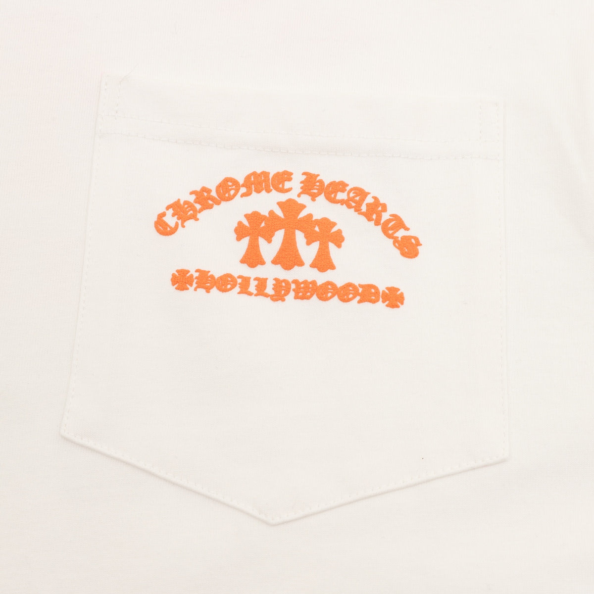 Triple Cemetery Cross Hollywood Long Sleeve T-Shirt White & Orange