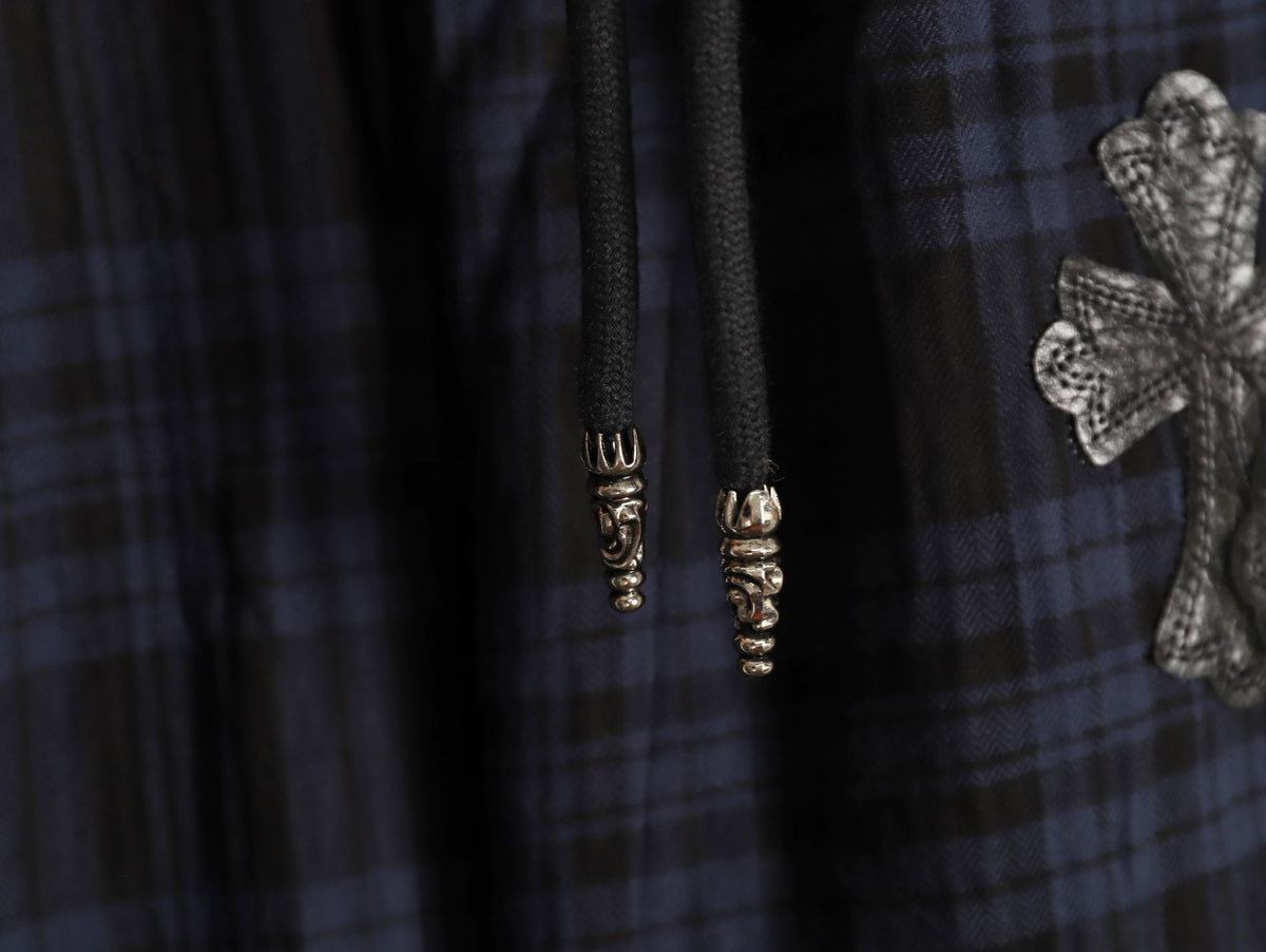 Plaid Cross Patch Wide-Leg Pants Blue & Black
