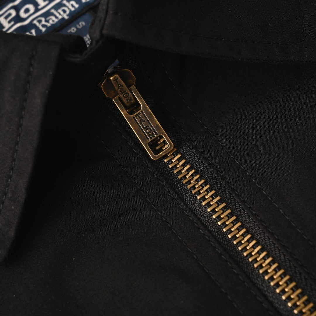 Bayport Cotton-Poplin Embroidered Jacket Black