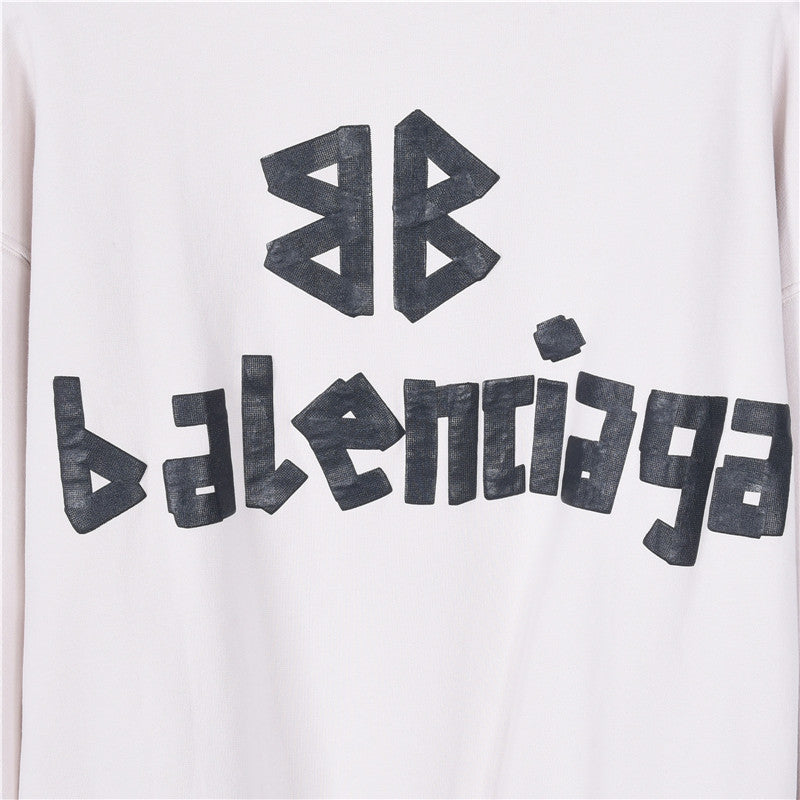 New Tape Type Oversized Hoodie Off-White
