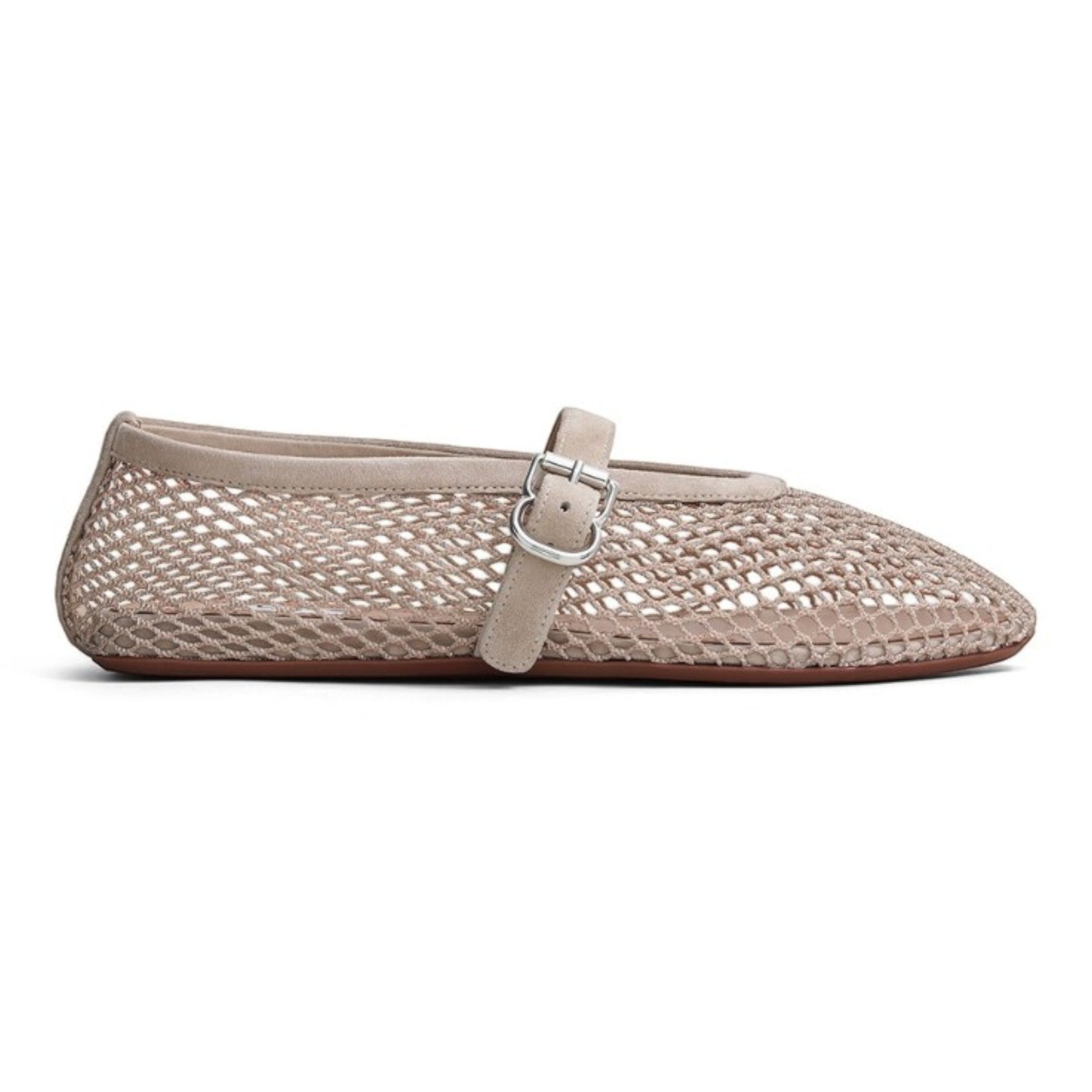 Fishnet Mary Jane Ballerinas Beige