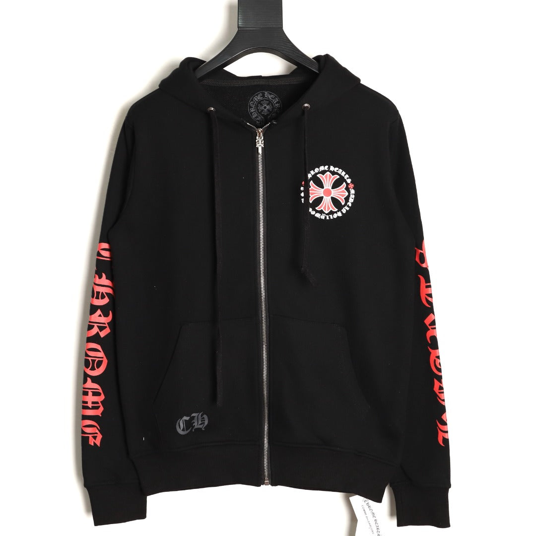 Made In Hollywood Plus Cross Zip-Up Hoodie Black & Red