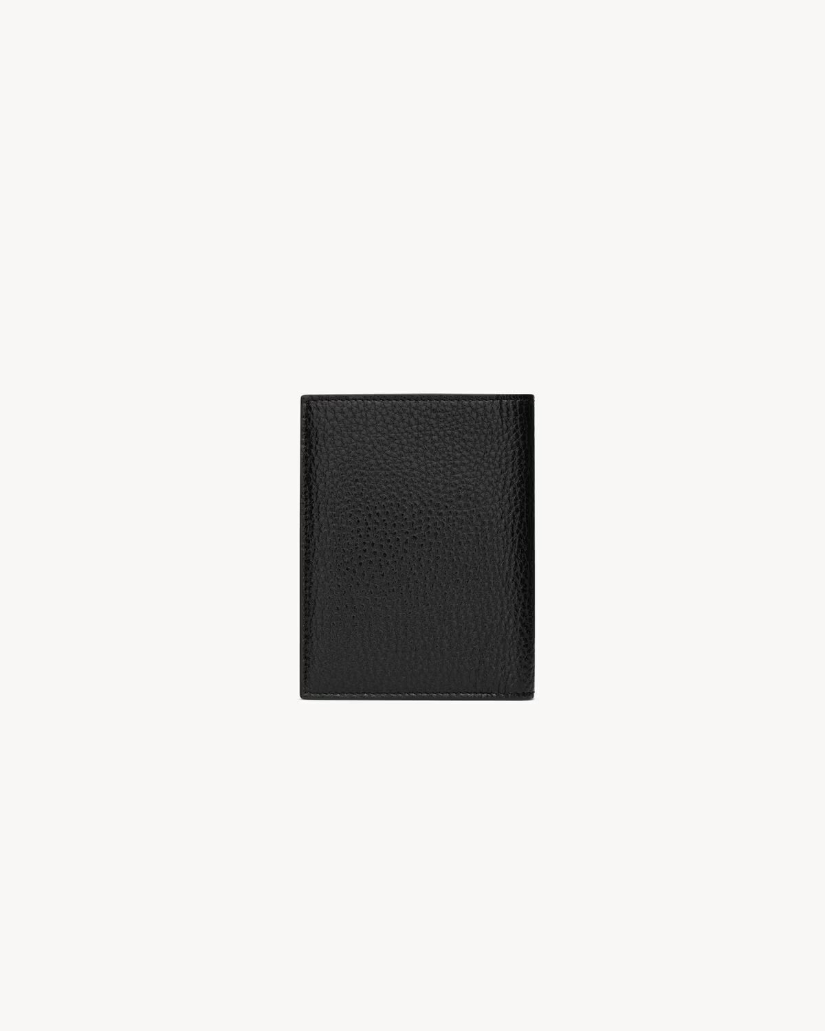 Saint Laurent Tiny Cassandre Credit Card Wallet in Grained Leather