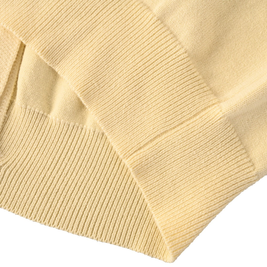 Polo Collar Buttoned Cardigan Pale Yellow