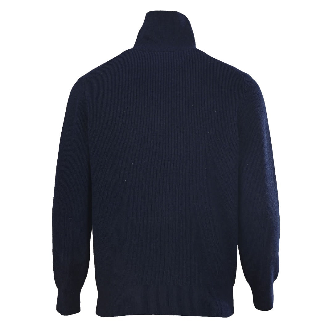Ribbed Half-Zip Navy Blue