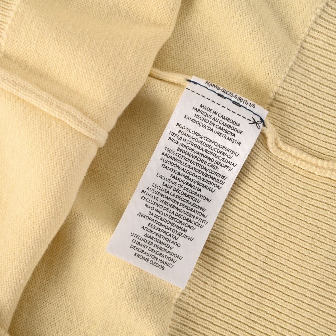 Polo Collar Buttoned Cardigan Pale Yellow