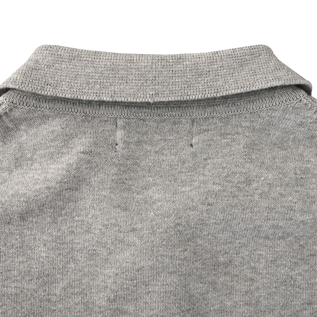 Polo Collar Knit Cardigan Grey