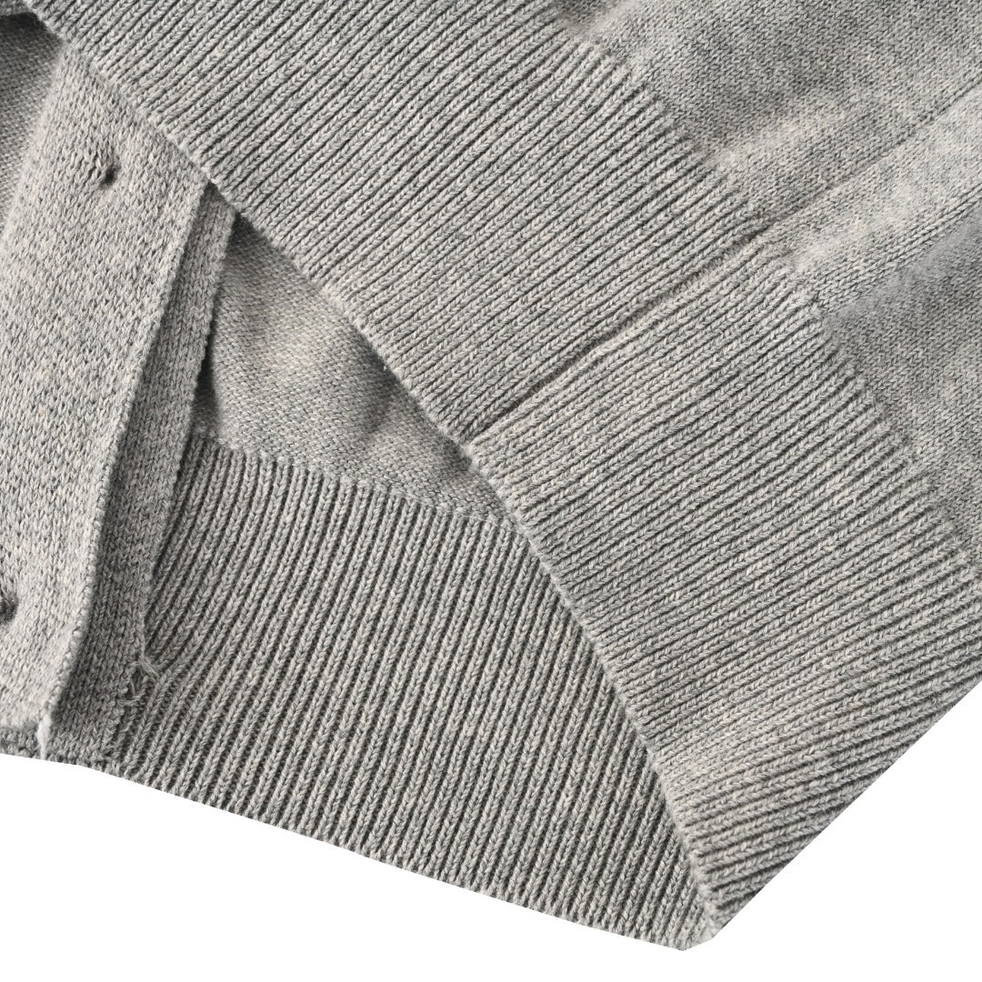 Polo Collar Knit Cardigan Grey