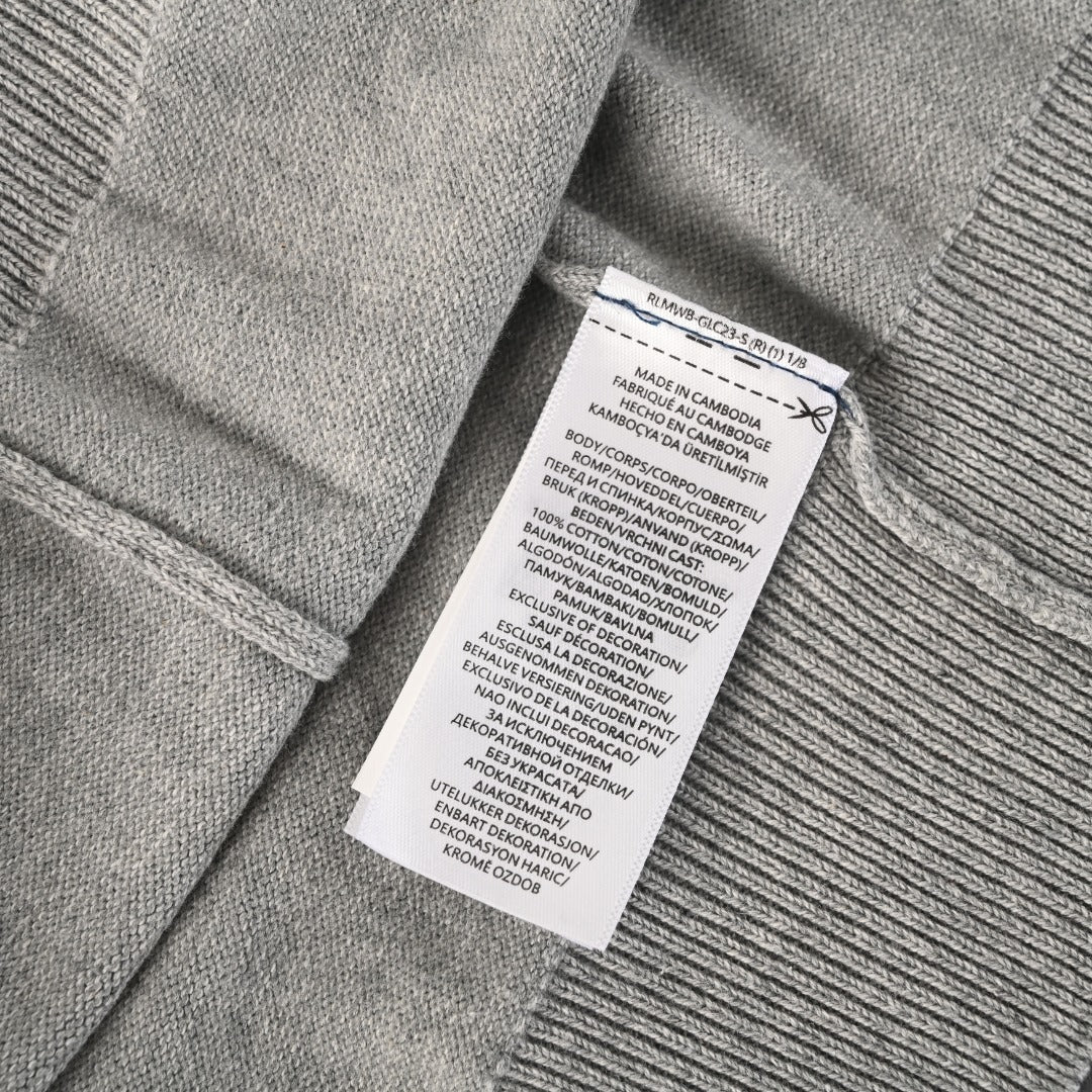 Polo Collar Knit Cardigan Grey