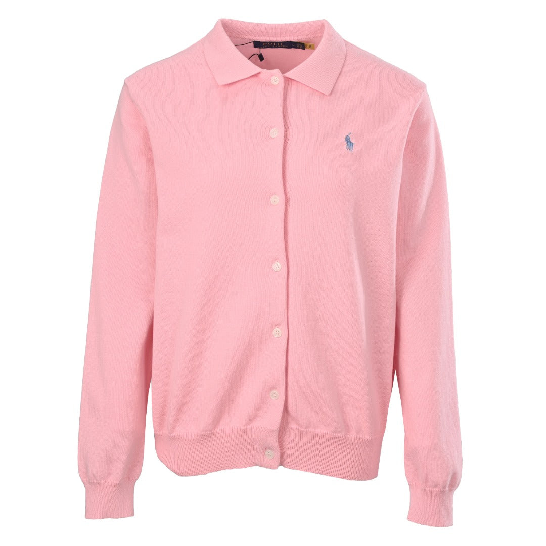 Polo Collar Buttoned Cardigan Light Pink