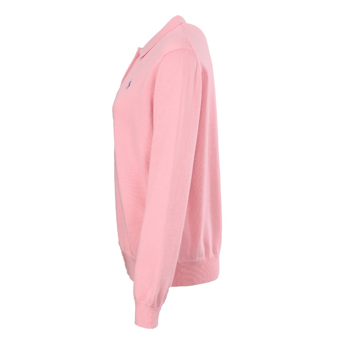 Polo Collar Buttoned Cardigan Light Pink