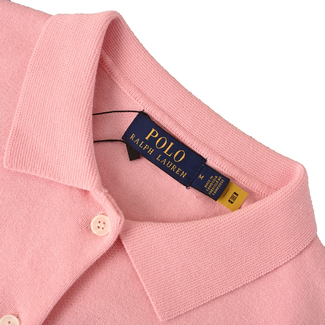 Polo Collar Buttoned Cardigan Light Pink