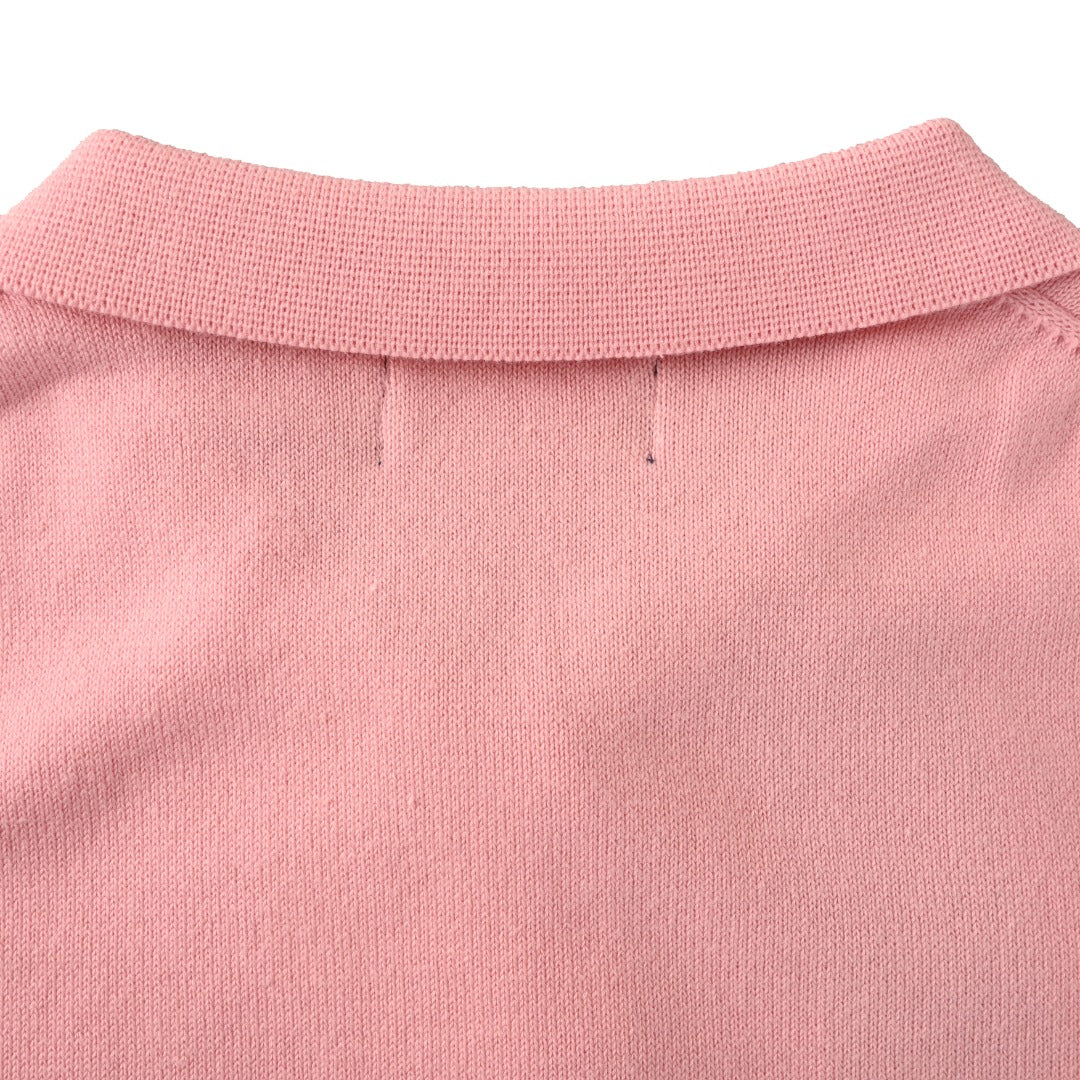 Polo Collar Buttoned Cardigan Light Pink