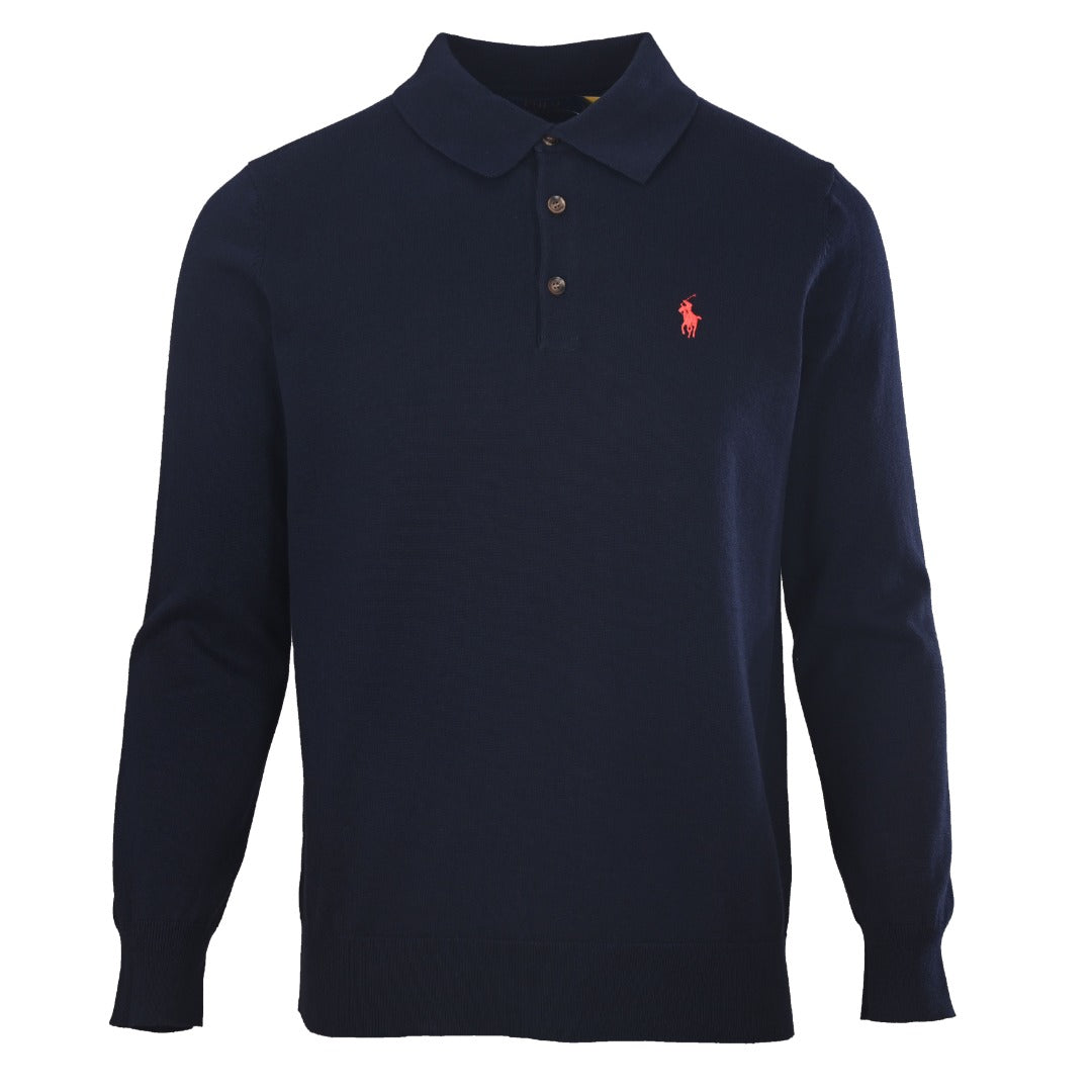 Cotton Polo-Collar Jumper Hunter Navy