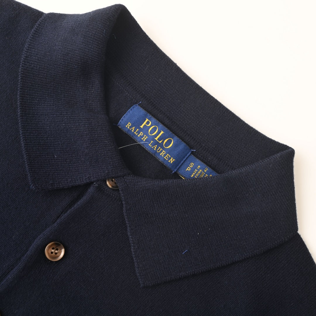 Cotton Polo-Collar Jumper Hunter Navy