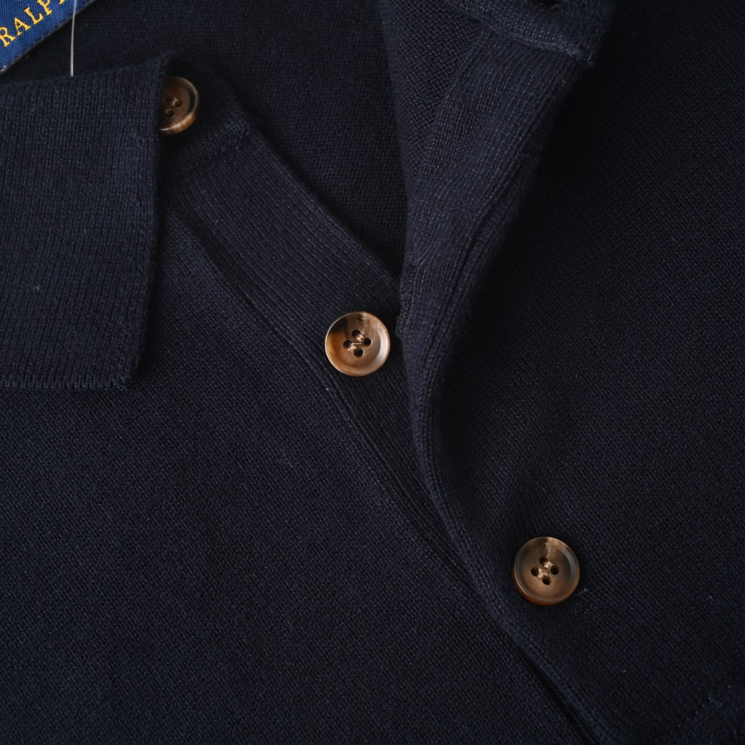 Cotton Polo-Collar Jumper Hunter Navy