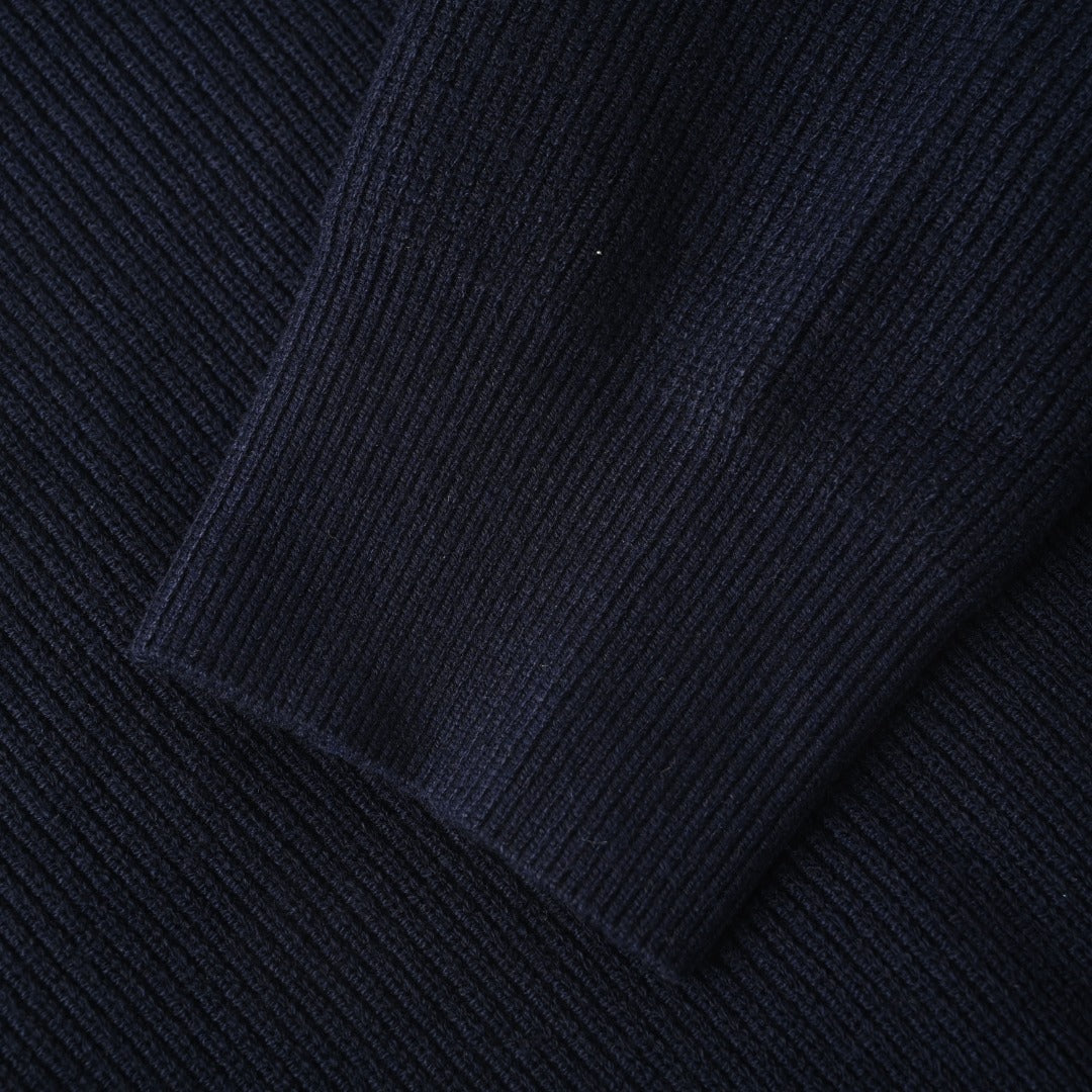 Ribbed Half-Zip Navy Blue