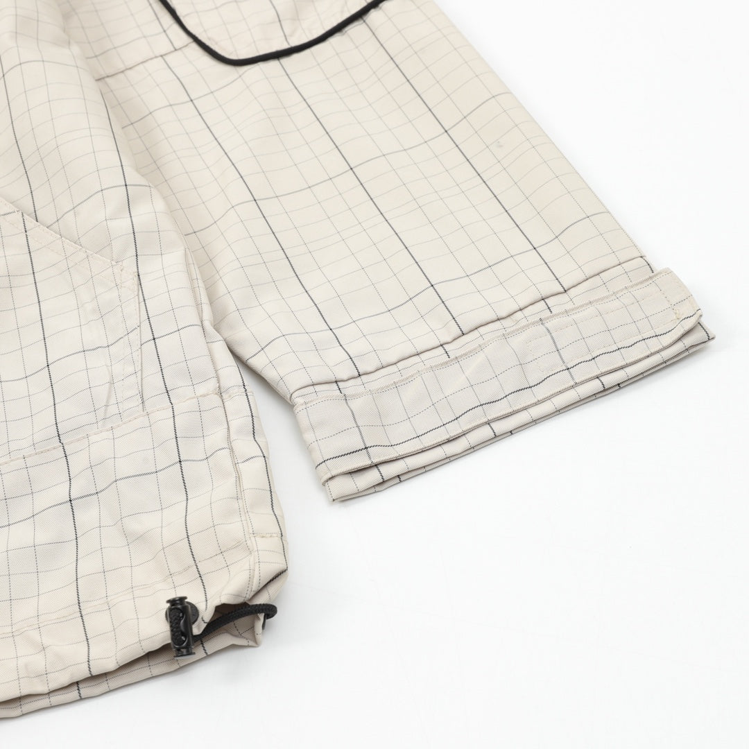 Checkered Half-Zip Anorak Cream