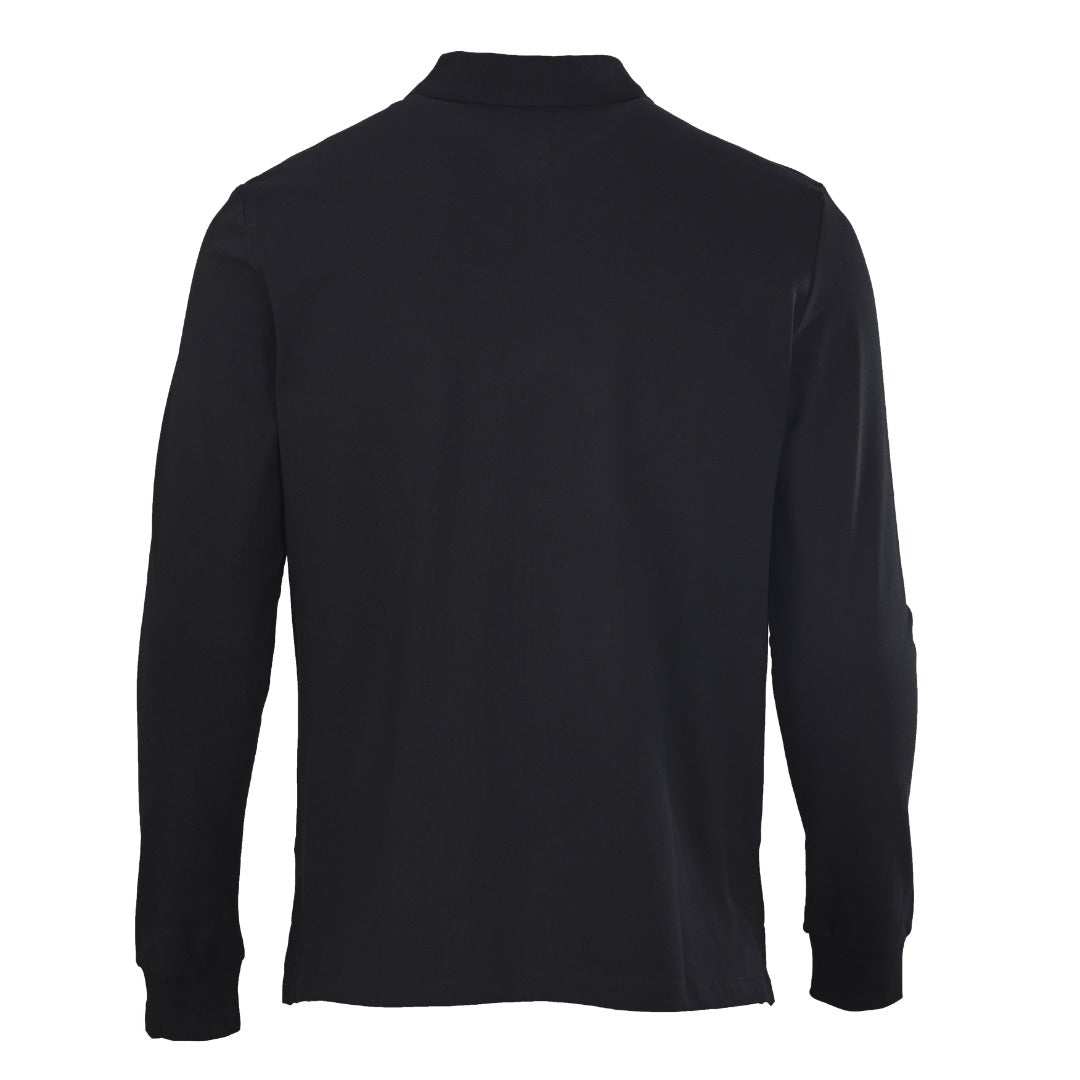 Long-Sleeve Stretch Mesh Polo Black