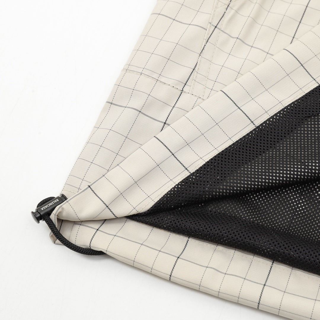 Checkered Half-Zip Anorak Cream