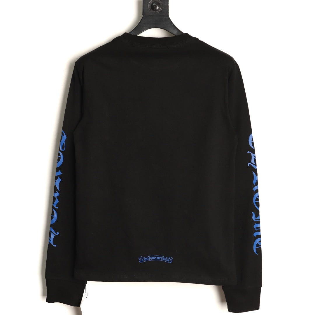 Neck Logo Long Sleeve Pocket T-Shirt Black & Blue