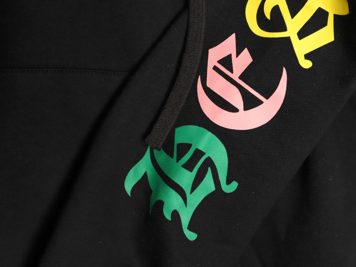 Multicolor Cemetery Cross Pullover Hoodie Black