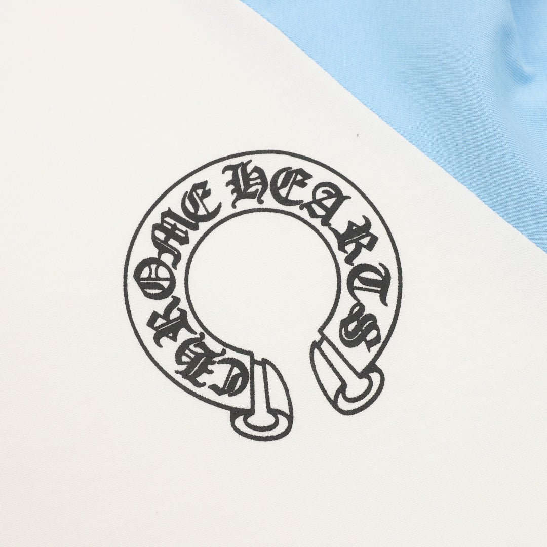 Horseshoe Baseball Long Sleeve T-Shirt White & Light Blue