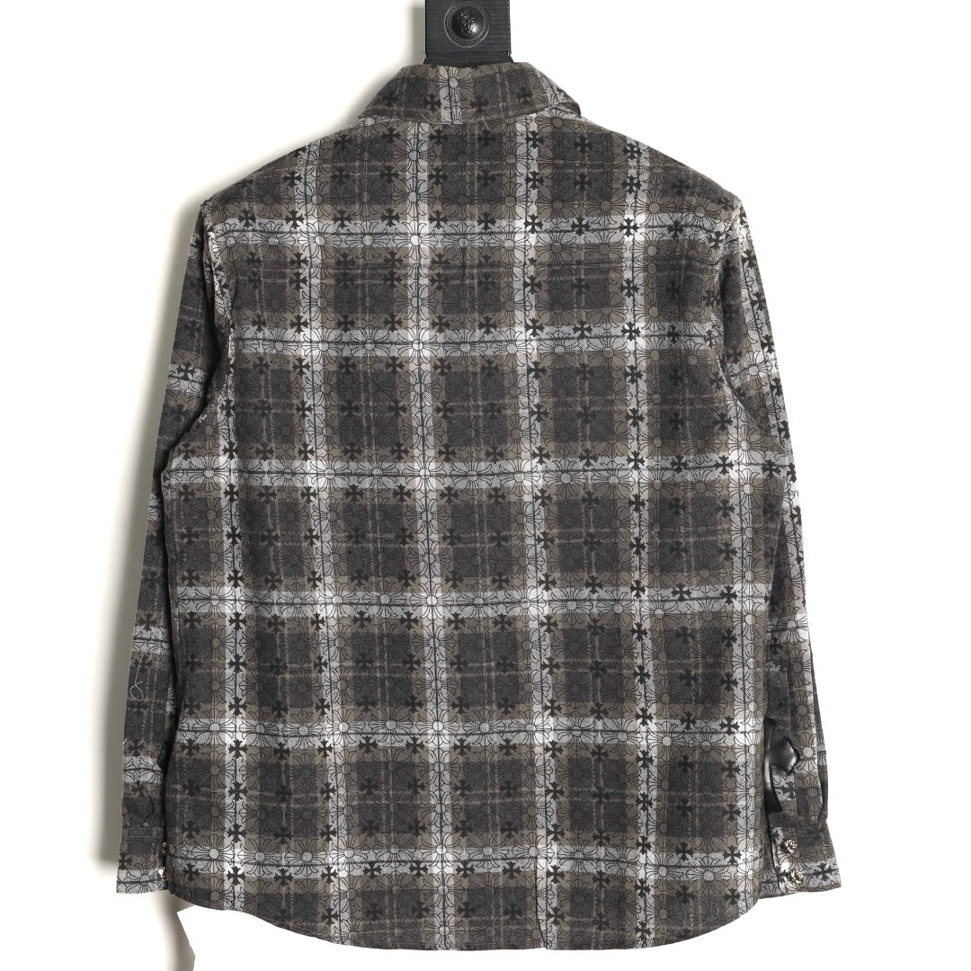 Loose Ends Monogram Cross Jacquard Flannel Shirt Black & Grey