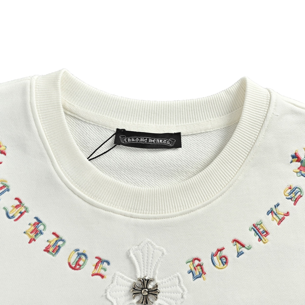 Multicolor Neck Logo Crewneck Sweatshirt White