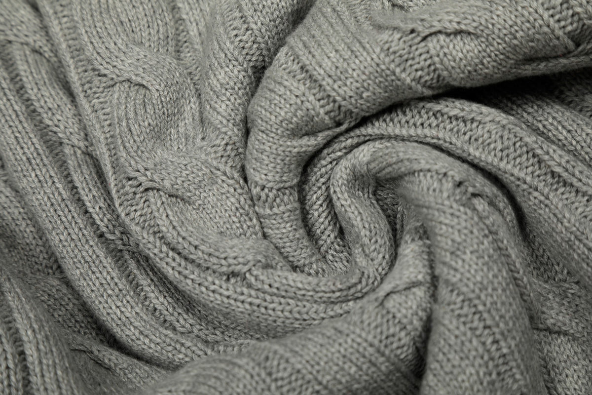 Cable-Knit Cotton Crewneck Sweater Grey