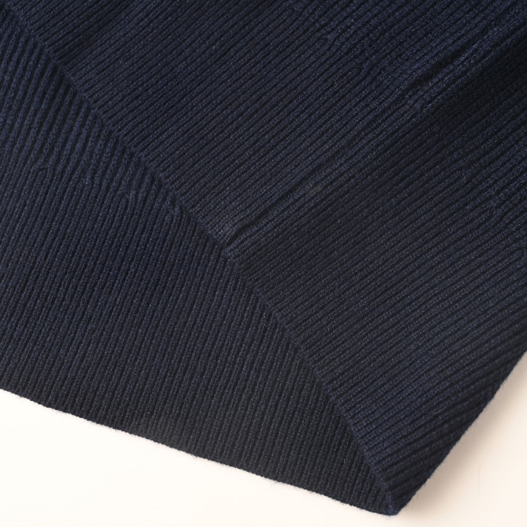 Ribbed Half-Zip Navy Blue