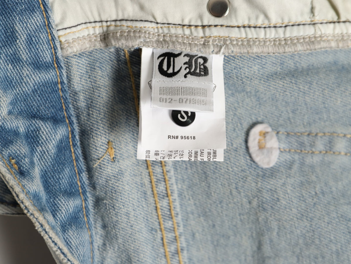 Cross Patch Flare Denim Jeans Light Blue