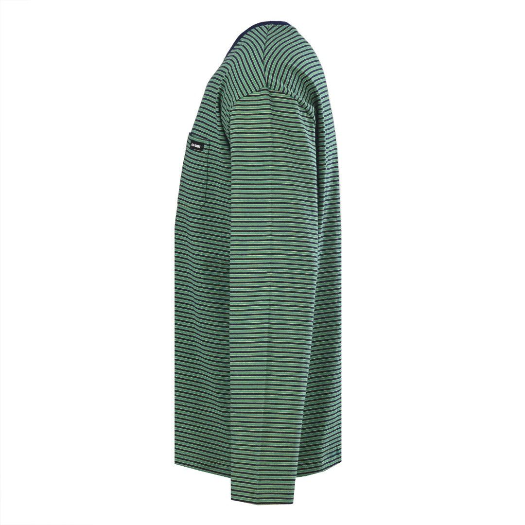Striped Cotton Jersey Green & Navy