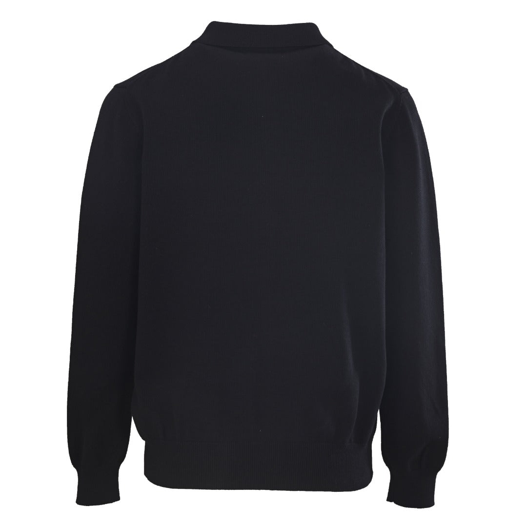 Polo Collar Buttoned Cardigan Black