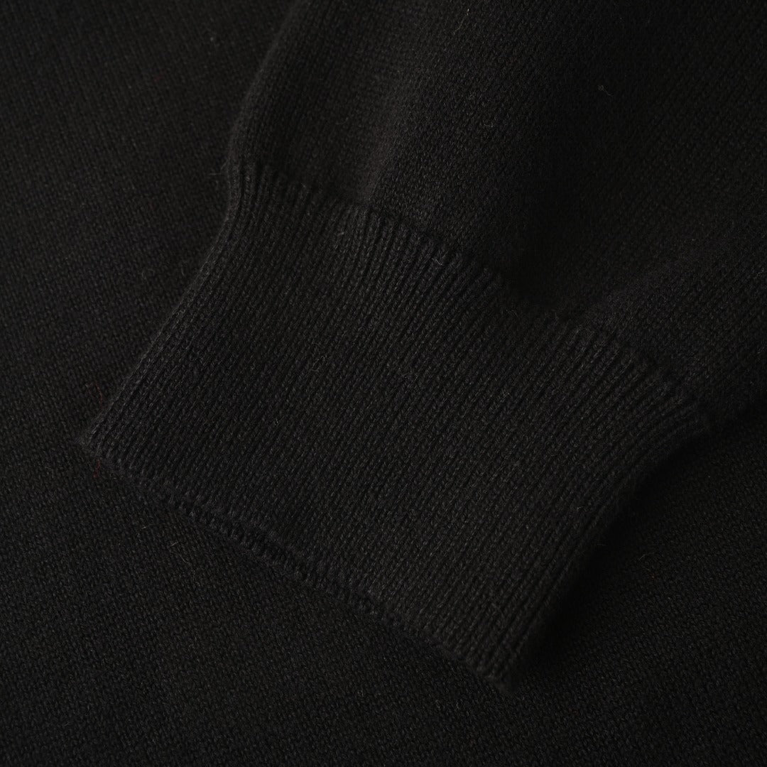 Polo Collar Buttoned Cardigan Black