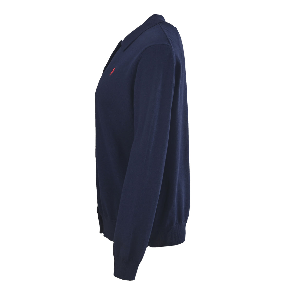 Polo Collar Cardigan Navy Blue