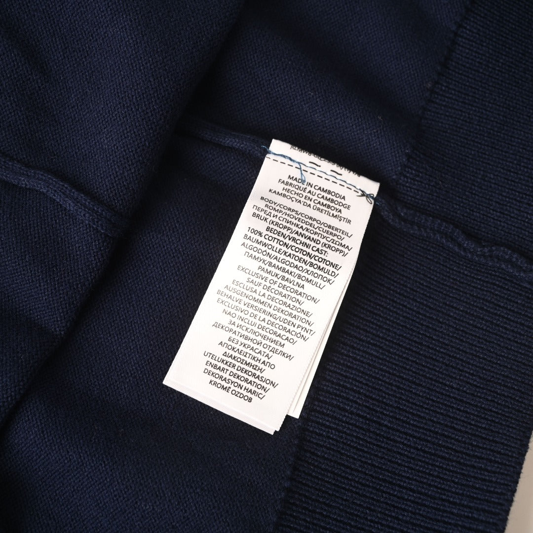 Polo Collar Cardigan Navy Blue