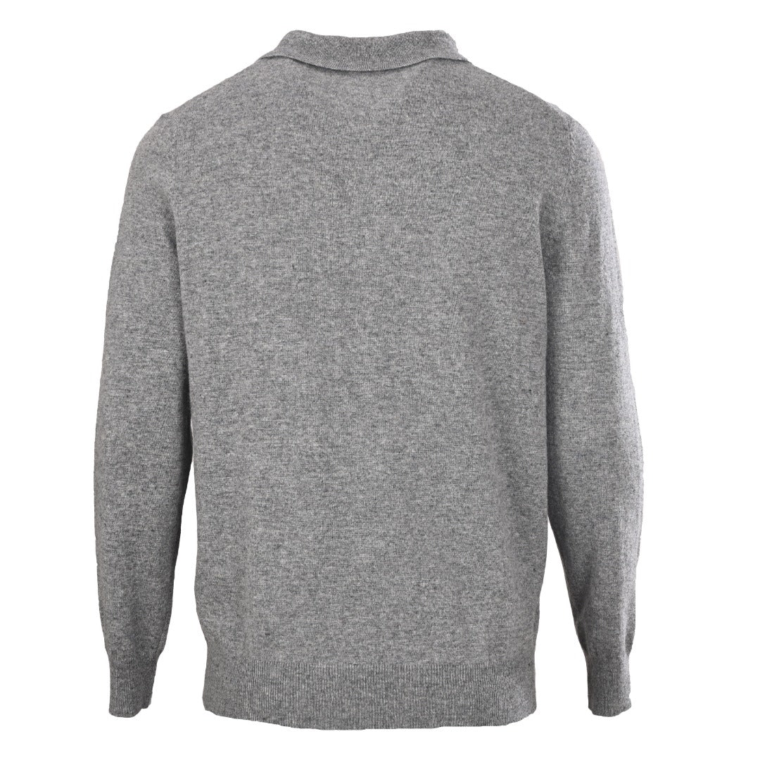 Wool-Cashmere Polo-Collar Sweater Grey Heather