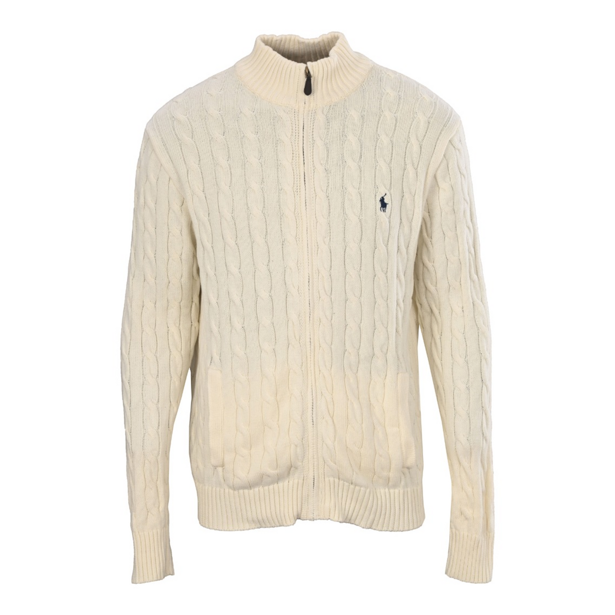 Cable-Knit Cotton Full-Zip Cardigan Andover Cream
