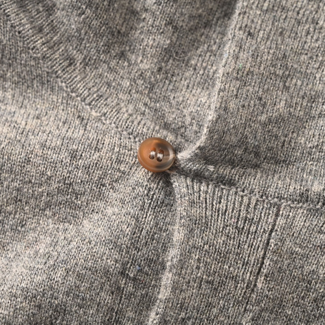 Wool-Cashmere Polo-Collar Sweater Grey Heather